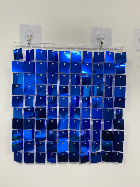 Easy Connect Shimmer Wall Panels / Transparent Grid Backing &amp; Square Sequins - Royal Blue