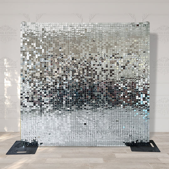 Shimmer Wall Panels / Black Backing &amp; Square Sequins - Silver