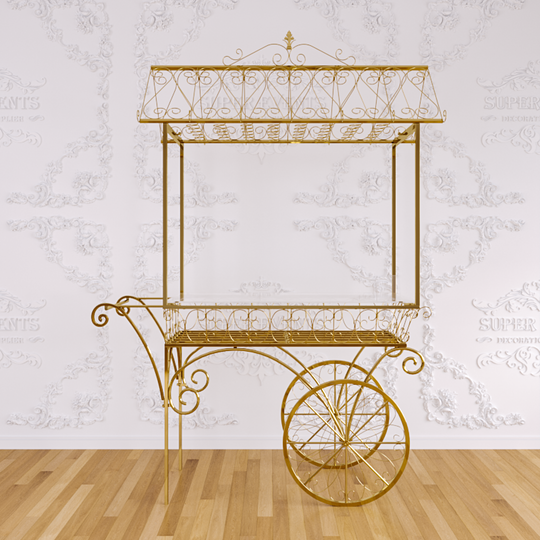 Metal Candy Dessert Cart with Wheels - Gold
