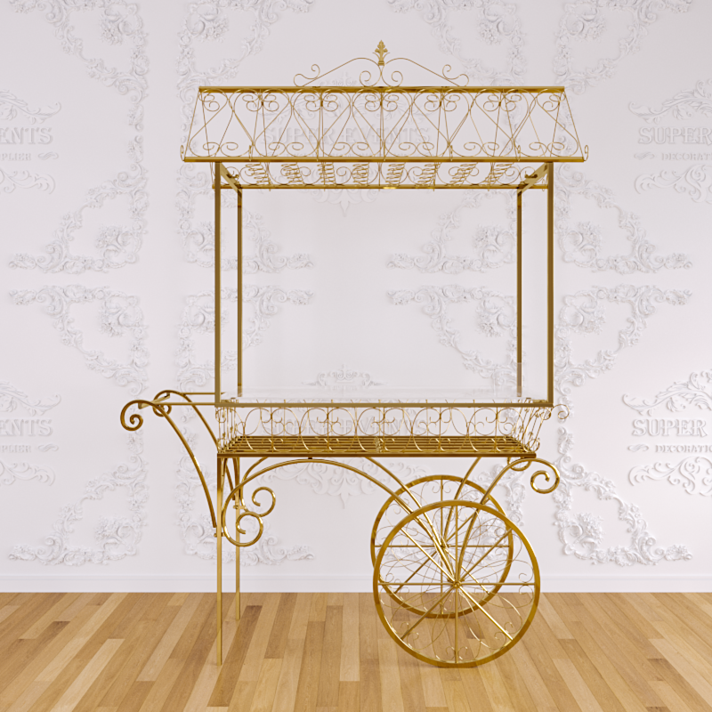 Metal Candy Dessert Cart with Wheels - Gold