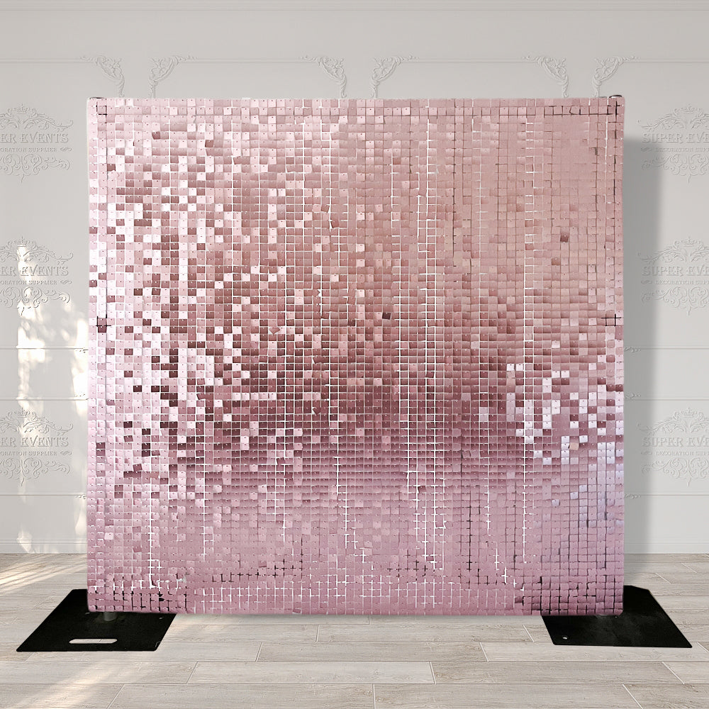 Shimmer Wall Panels / Clip Hole Backing &amp; Square Sequins - Matte Pink