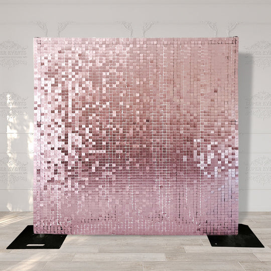 Shimmer Wall Panels / Clip Hole Backing &amp; Square Sequins - Matte Pink