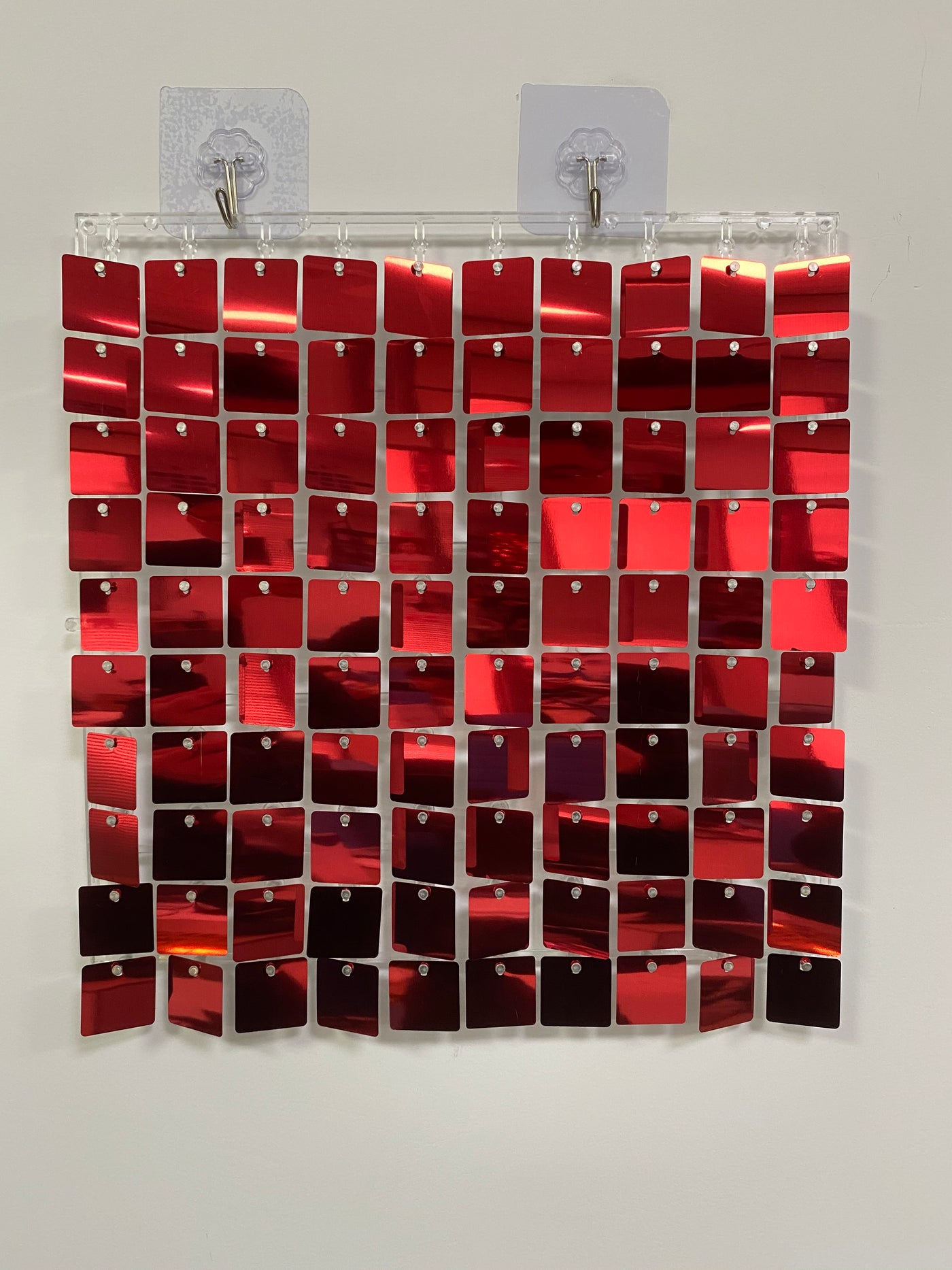 Easy Connect Shimmer Wall Panels / Transparent Grid Backing & Square Sequins - Wine Red