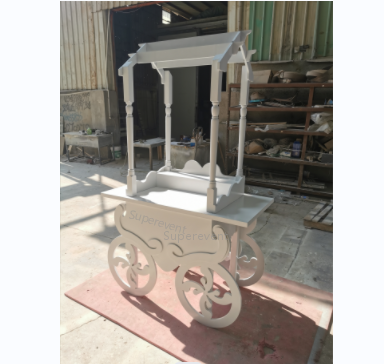 Wood Candy Dessert Cart with Wheels - White