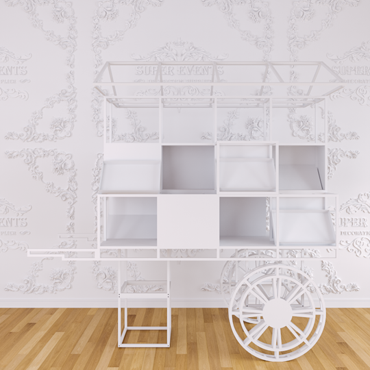 Metal Candy Dessert Cart with Wheels - Black/White/Pink/Blue