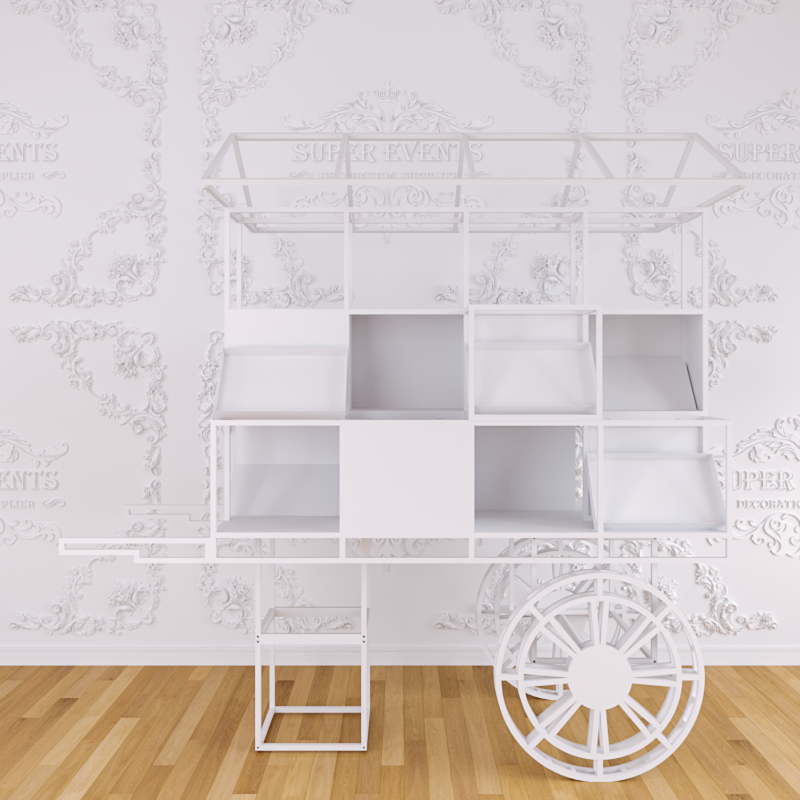 Metal Candy Dessert Cart with Wheels - Black/White/Pink/Blue
