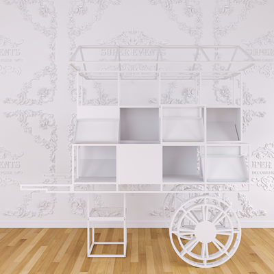 Metal Candy Dessert Cart with Wheels - Black/White/Pink/Blue