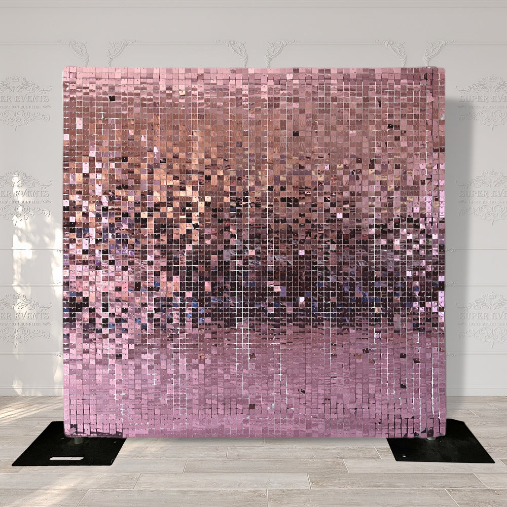Shimmer Wall Panels / Clip Hole Backing &amp; Square Sequins - Rose Gold