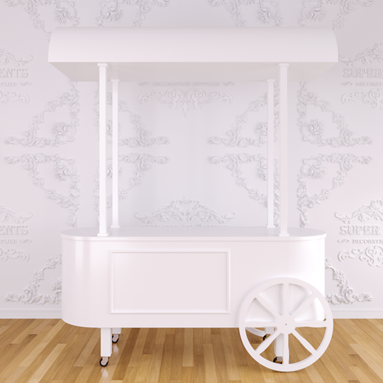 MDF Candy Dessert Cart with Wheels - White