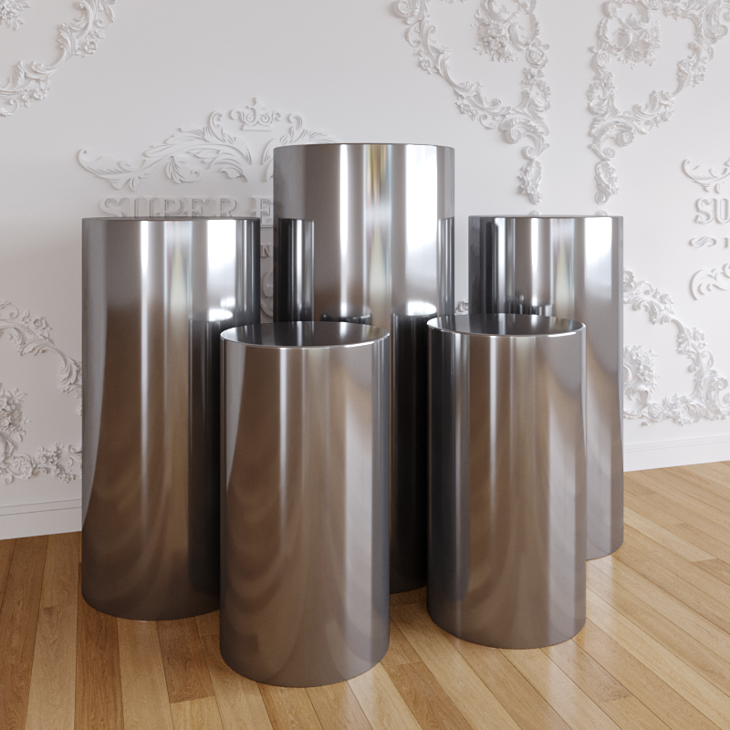 Silver Acrylic Cylinder Square Plinths Set - 3/5 Pieces