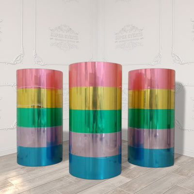 Rainbow Acrylic Cylinder Square Plinths Set - 3/5 Pieces