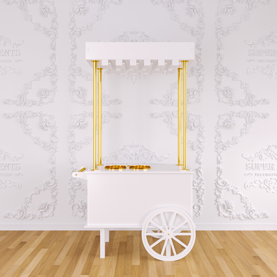 PVC Champagne Cart with Wheels - White