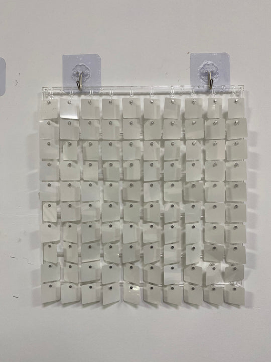 Easy Connect Shimmer Wall Panels / Transparent Grid Backing &amp; Square Sequins - White
