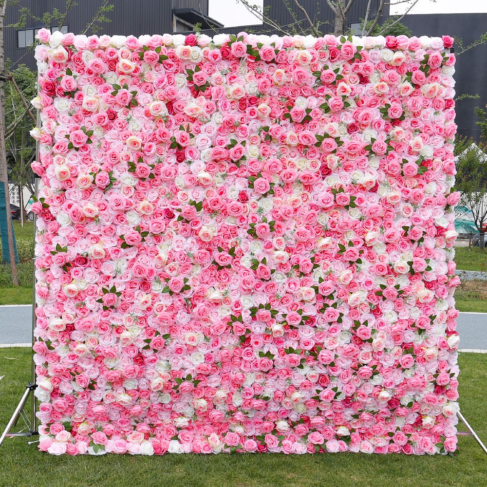BD-025 3D Fabric Artificial Flower Backdrop Rolling Up Curtain Flower Wall - 8ft*8ft