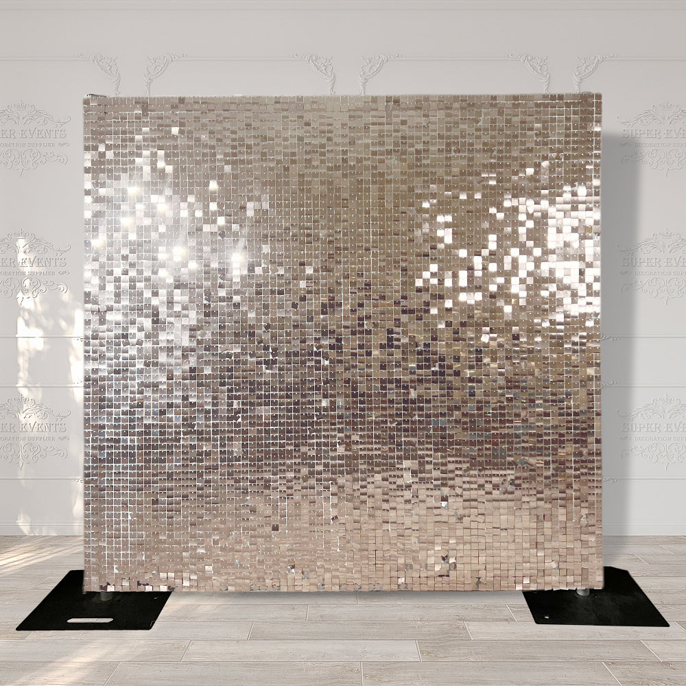 Shimmer Wall Panels / Clip Hole Backing &amp; Square Sequins - Light Champagne