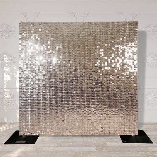 Shimmer Wall Panels / Clip Hole Backing &amp; Square Sequins - Light Champagne