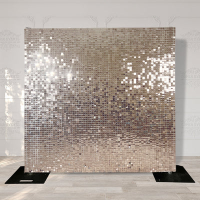 Shimmer Wall Panels / Clip Hole Backing & Square Sequins - Light Champagne