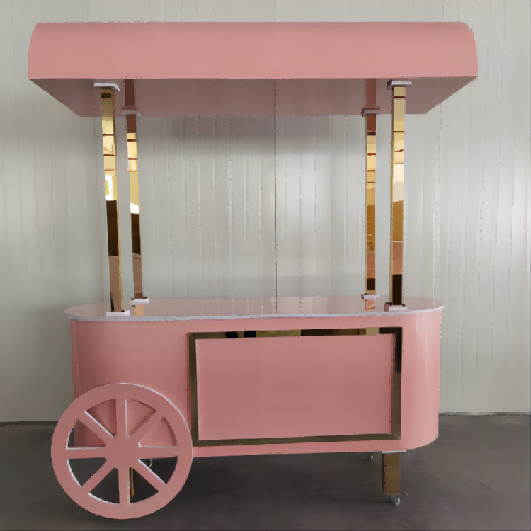 MDF Candy Dessert Cart with Wheels - Pink