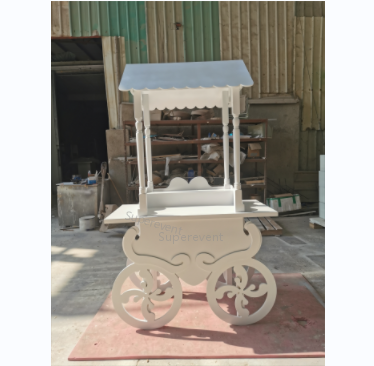 Wood Candy Dessert Cart with Wheels - White