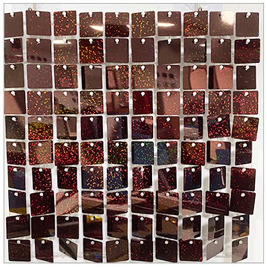 Shimmer Wall Panels / Black Backing &amp; Square Sequins - Laser Red Brown