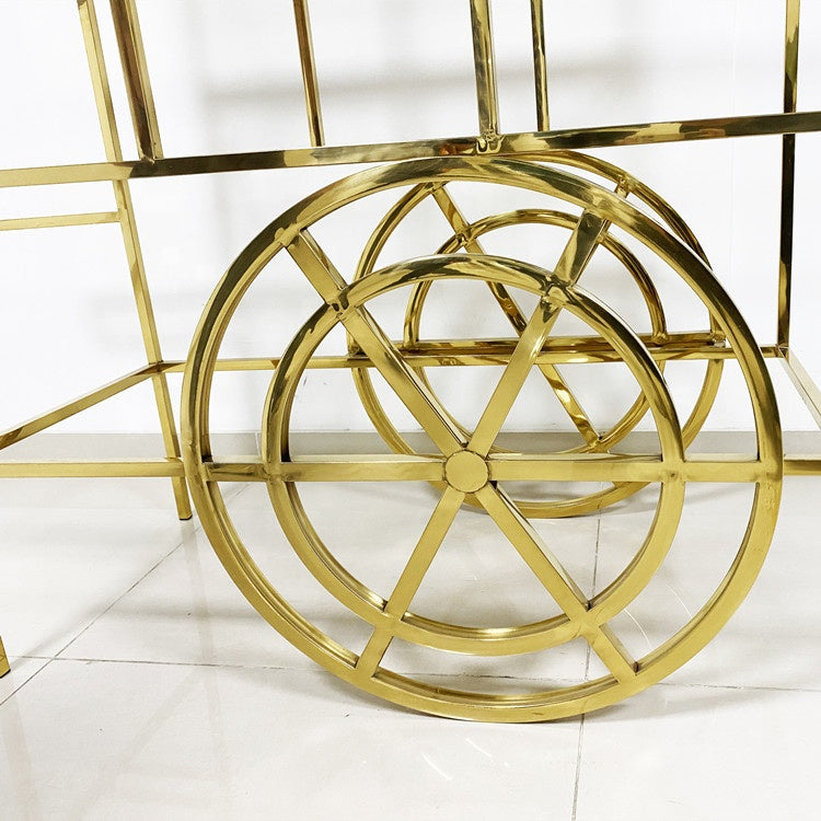 Stainless Steel Candy Dessert Cart with Wheels - Gold