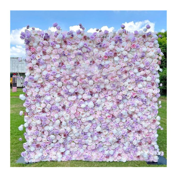 5D Fabric Artificial Flower Backdrop Rolling Up Curtain Flower Wall - 8ft*8ft