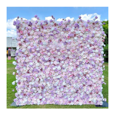 5D Fabric Artificial Flower Backdrop Rolling Up Curtain Flower Wall - 8ft*8ft