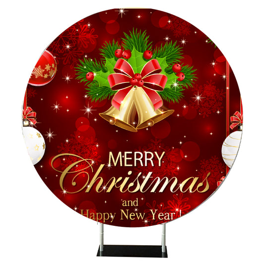 Round Backdrop Set with Red Cover and Carrying Bag - 7ft