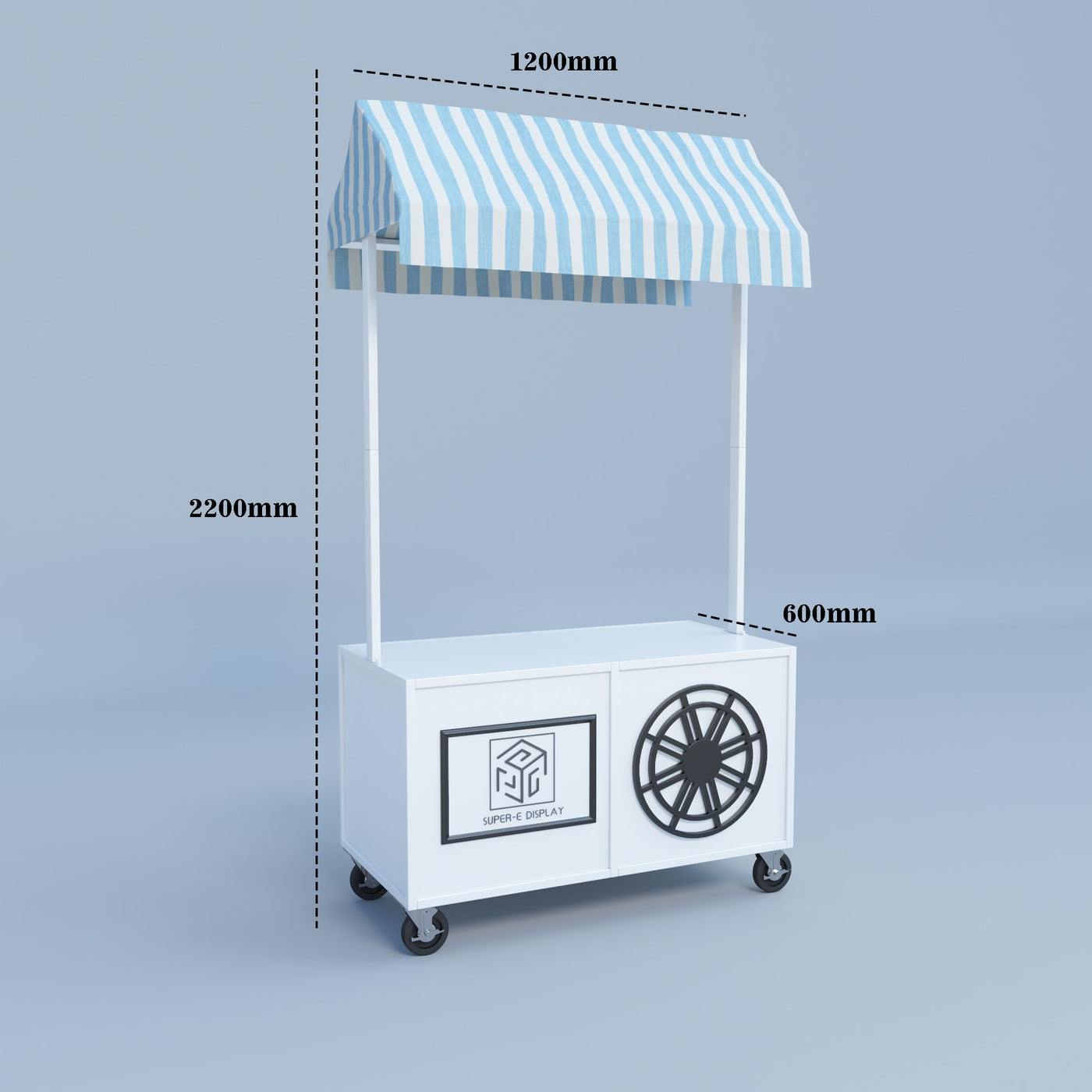 Wood Candy Dessert Cart with Wheels - White/Pink/Blue/Black