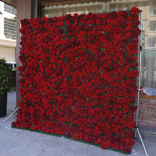 BD-045 2D Fabric Artificial Flower Backdrop Rolling Up Curtain Flower Wall - 8ft*8ft