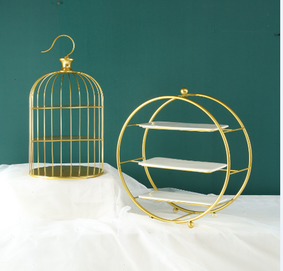 Metal Dessert Cake Display Stand Set - Gold