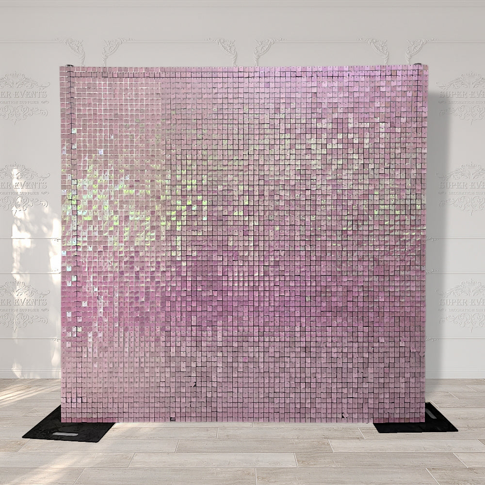 Shimmer Wall Panels / Black Backing &amp; Square Sequins - Lemon Pink