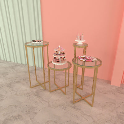 4 Pieces Stainless Steel Display Plinths Set - Silver