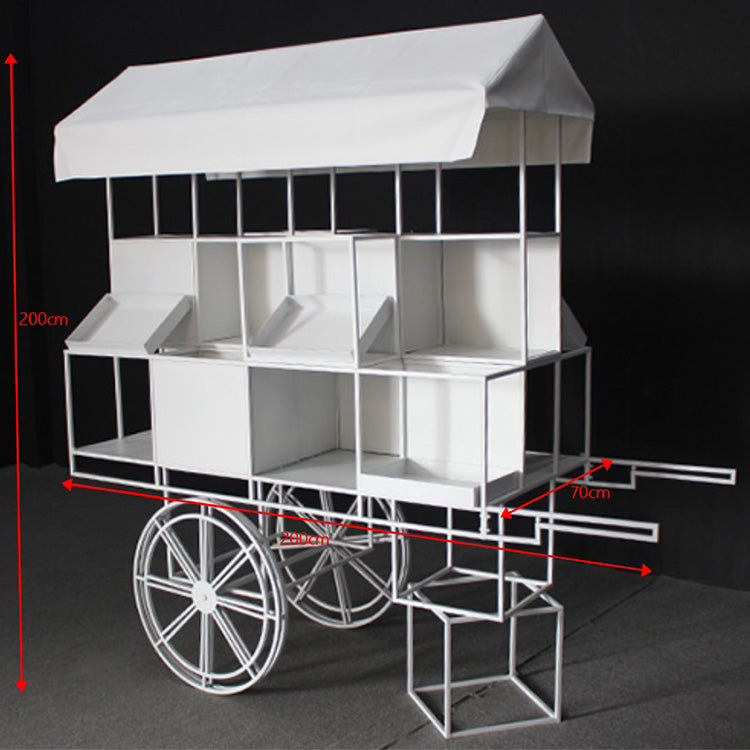 Metal Candy Dessert Cart with Wheels - Black/White/Pink/Blue