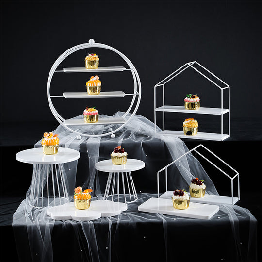 Metal Dessert Cake Display Stand Set - White