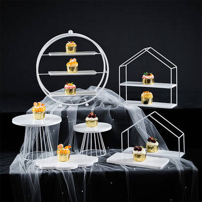 Metal Dessert Cake Display Stand Set - White