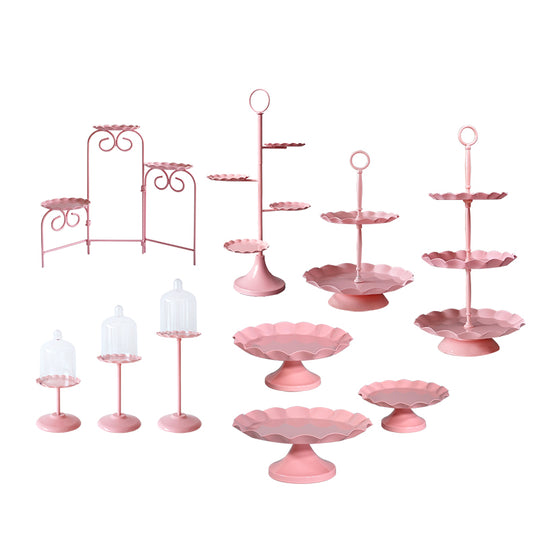 Metal Dessert Cake Display Stand Set - Pink