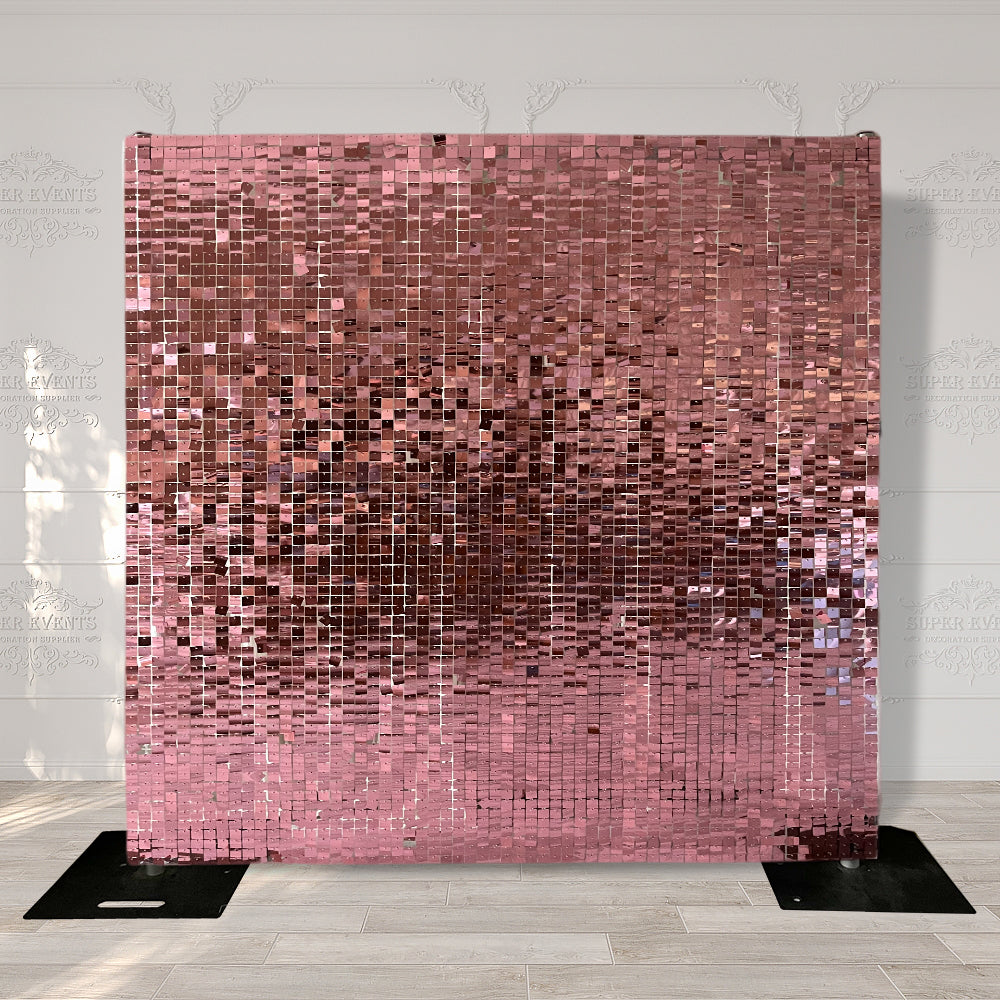 Shimmer Wall Panels / Clip Hole Backing & Square Sequins - Rose Pink