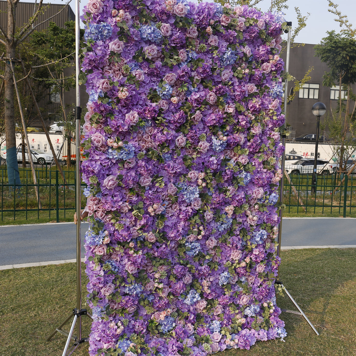 BD-048 3D Fabric Artificial Flower Backdrop Rolling Up Curtain Flower Wall - 8ft*8ft