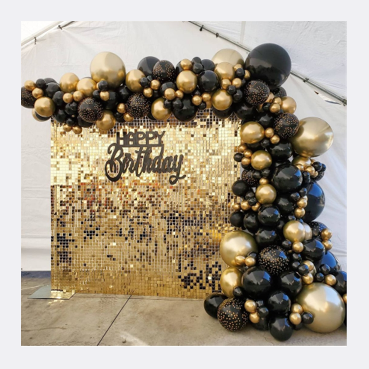 Shimmer Wall Panels / Clip Hole Backing &amp; Square Sequins - Laser Gold