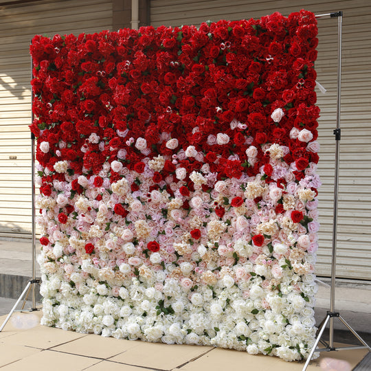 BDJ-001 3D Fabric Artificial Flower Backdrop Rolling Up Curtain Flower Wall - 8ft*8ft