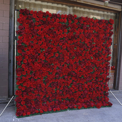 BD-045 2D Fabric Artificial Flower Backdrop Rolling Up Curtain Flower Wall - 8ft*8ft
