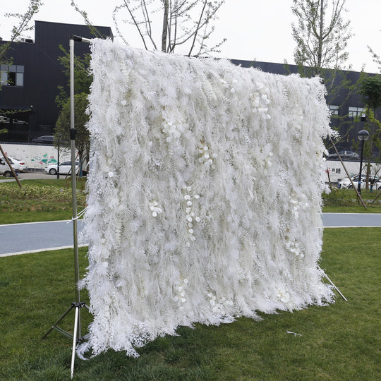 HE-BD029 5D Feather Backdrop Rolling Up Curtain Flower Wall - 8ft*8ft