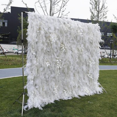HE-BD029 5D Feather Backdrop Rolling Up Curtain Flower Wall - 8ft*8ft