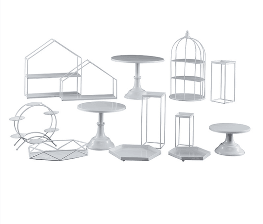 Metal Dessert Cake Display Stand Set - White