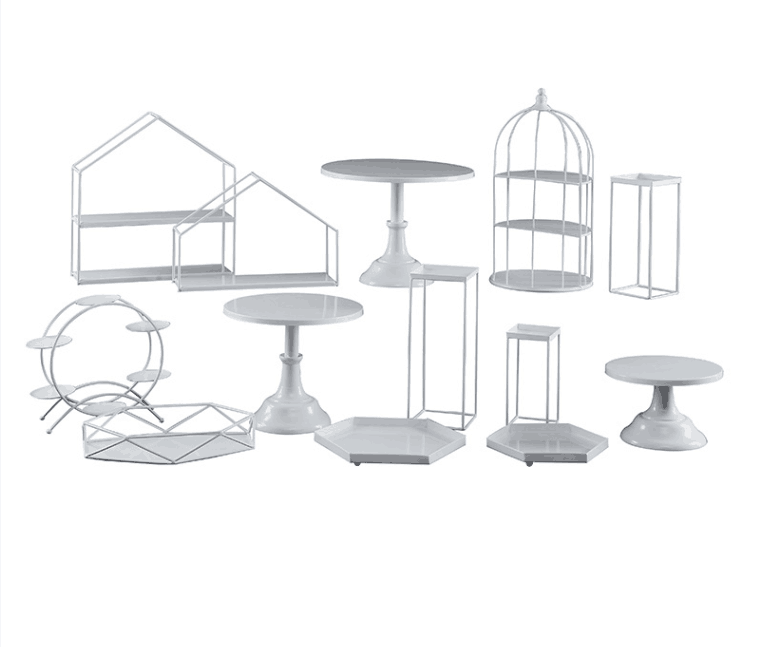 Metal Dessert Cake Display Stand Set - White