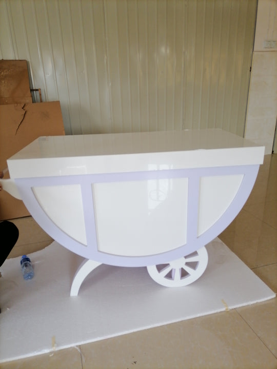 PVC+Acrylic Candy Dessert Cart with Wheels - White