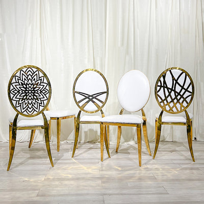 Stainless Steel Modern Padded Oval Back Alexa Dining Event Chair - Gold
