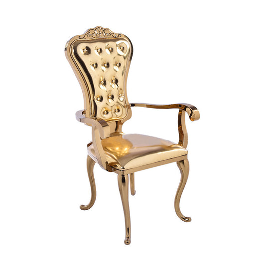 Stainless Steel Modern Padded Back Alexa Dining Event Chair - Gold