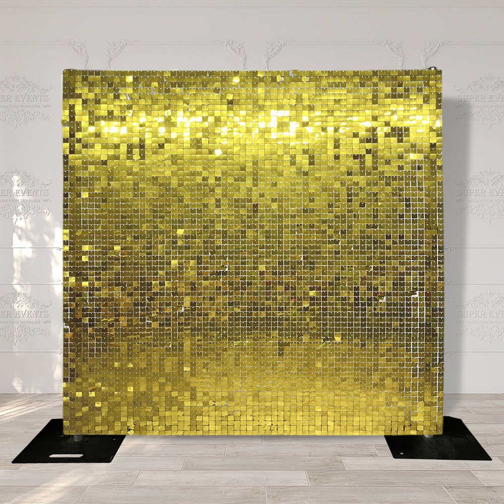 Shimmer Wall Panels / Clip Hole Backing & Square Sequins - Laser Deep Gold
